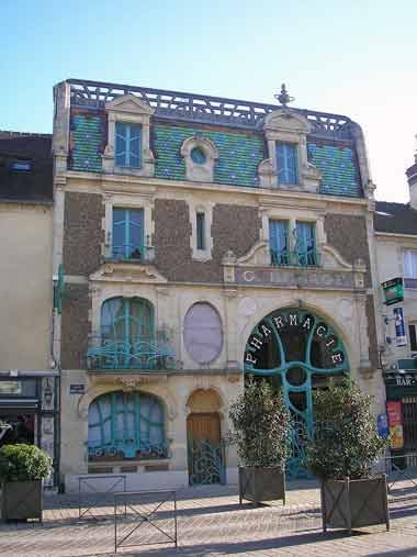 Douvres-la-Dlivrande (Normandie, France). Pharmacie Lesage, Guimard's Style, by Franois Rouvray, 1901