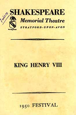 Programme King Henri VIII - Shakespeare Memorial Theatre - 1950 Festival - Private Collection